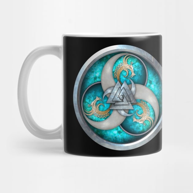 Turquoise Norse Triple Dragons Shield by NaumaddicArts